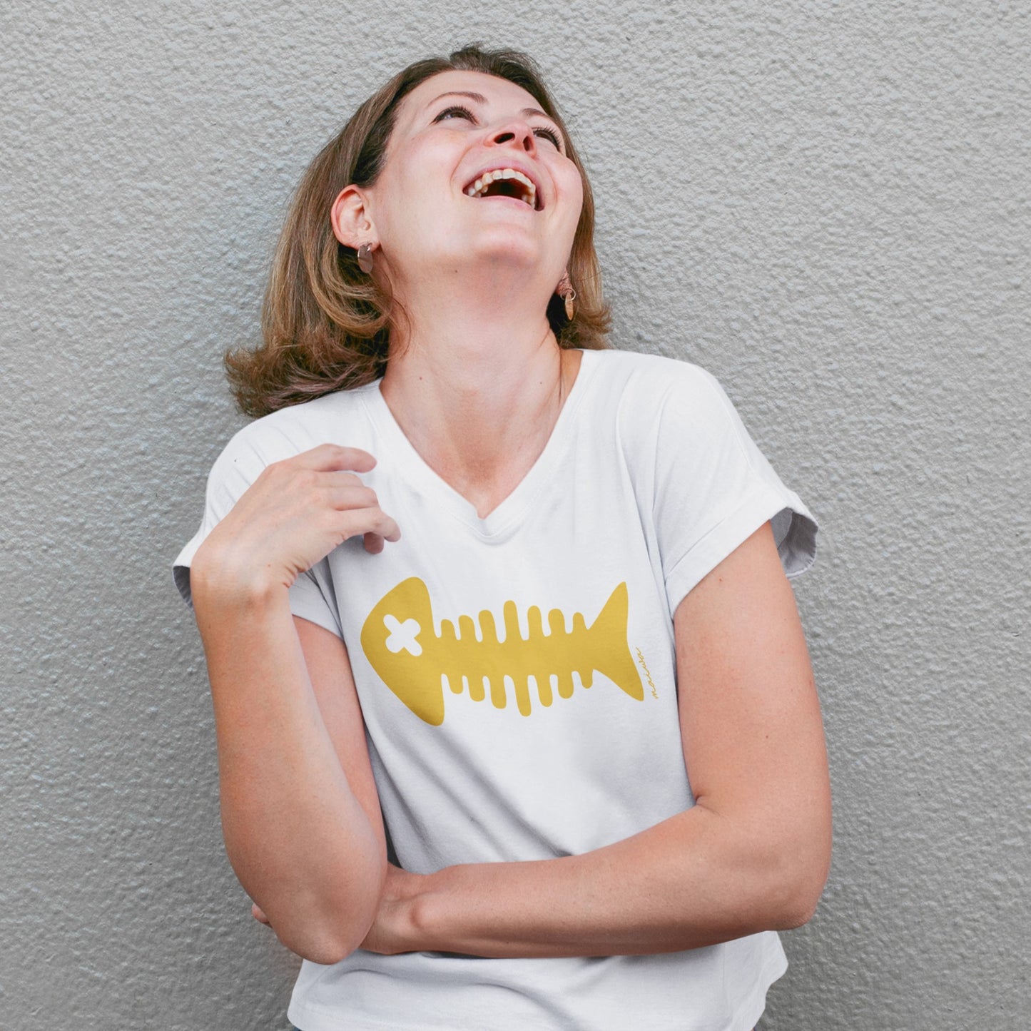 Camiseta V raspa amarilla