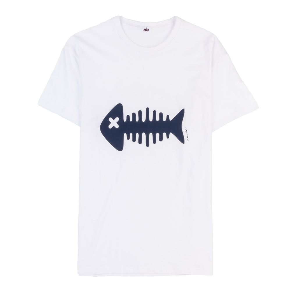 White PETER t-shirt with navy scratches