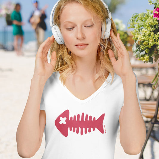 Camiseta V raspa roja